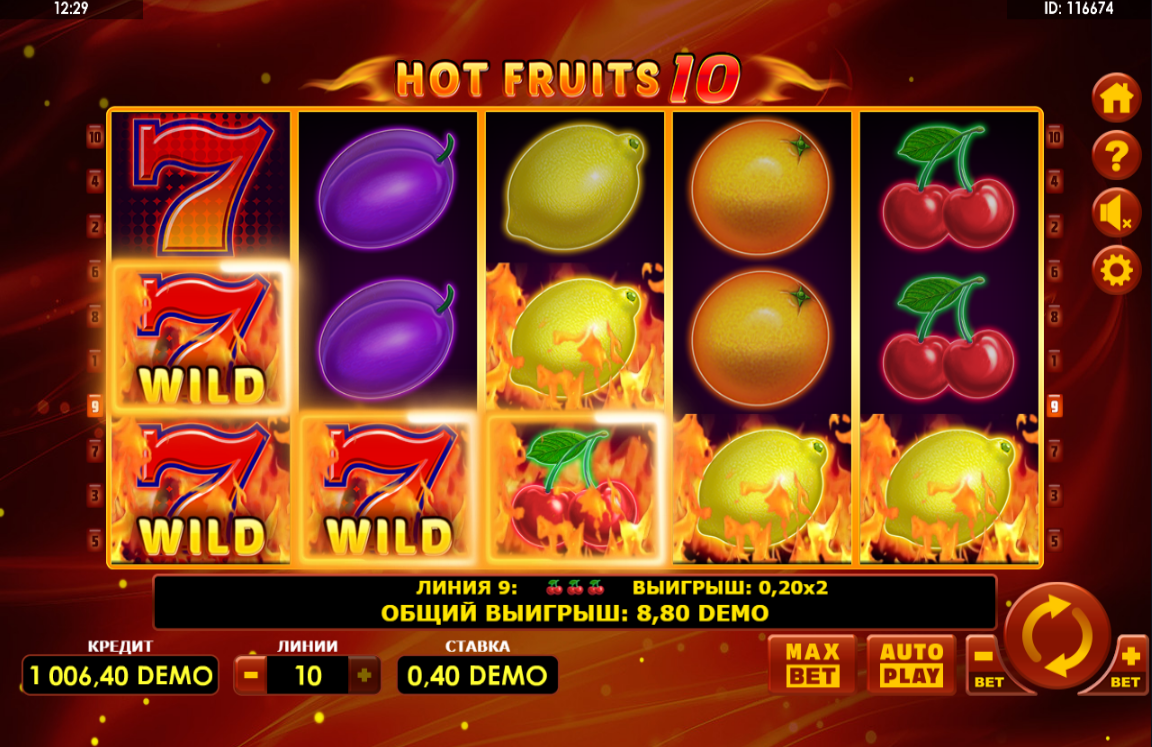 Изображение игрового автомата Hot Fruits 10